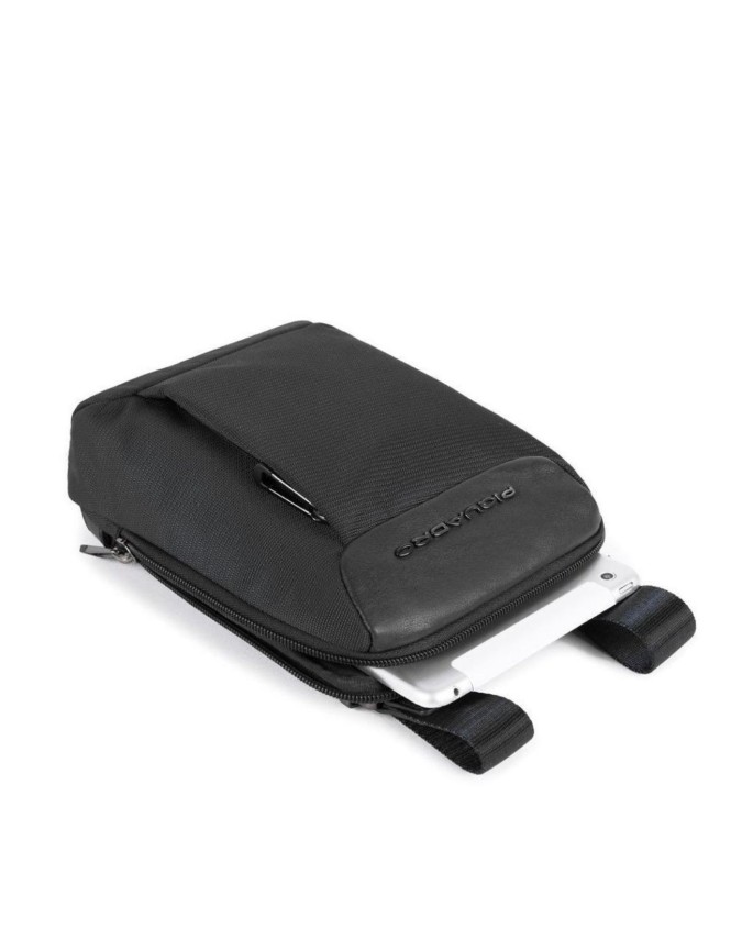 Piquadro - Borsello piccolo porta iPad Mini in tessuto riciclato e pelle Macbeth