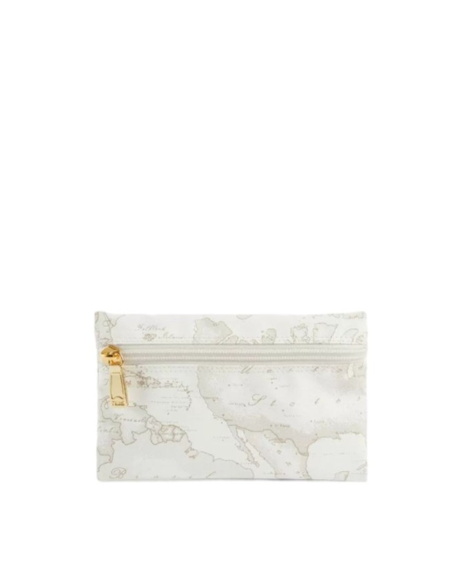 Alviero Martini Prima Classe - Bustina piccola rettangolare in tessuto soft stampa Geo White