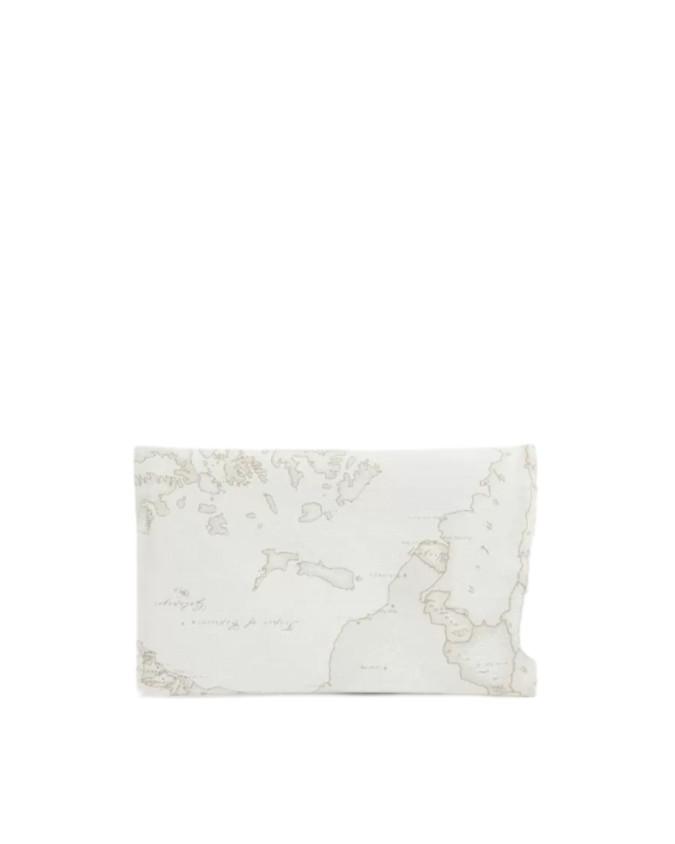 Alviero Martini Prima Classe - Bustina piccola rettangolare in tessuto soft stampa Geo White