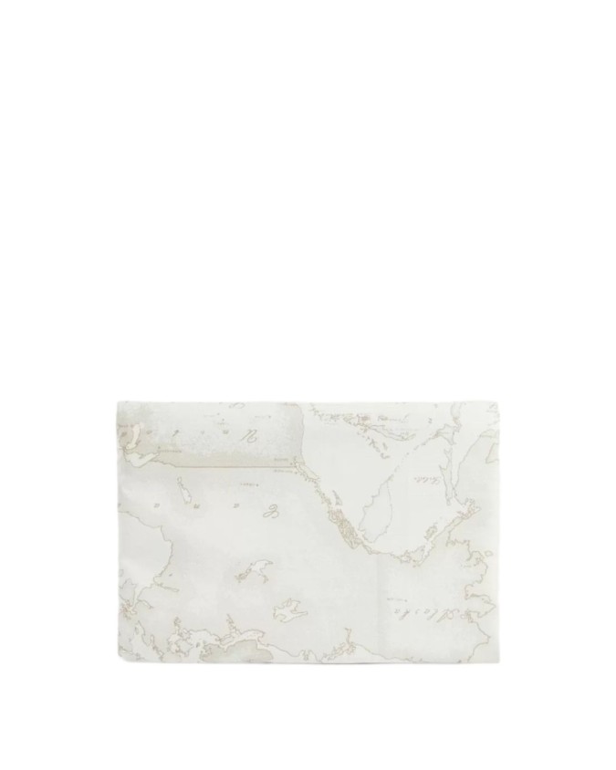 Alviero Martini Prima Classe - Bustina grande rettangolare in tessuto soft stampa Geo White