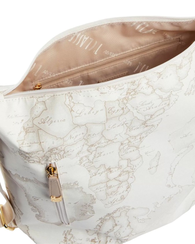Alviero Martini Prima Classe - Borsa hobo doppia portabilità Geo Soft White