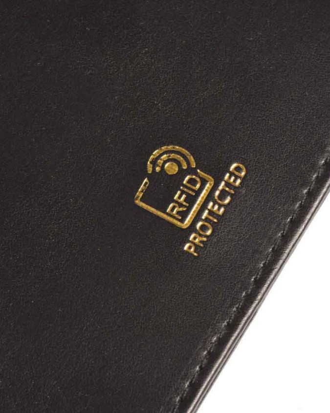 Travel Blue - Custodia per passaporto in pelle con protezione RFID
