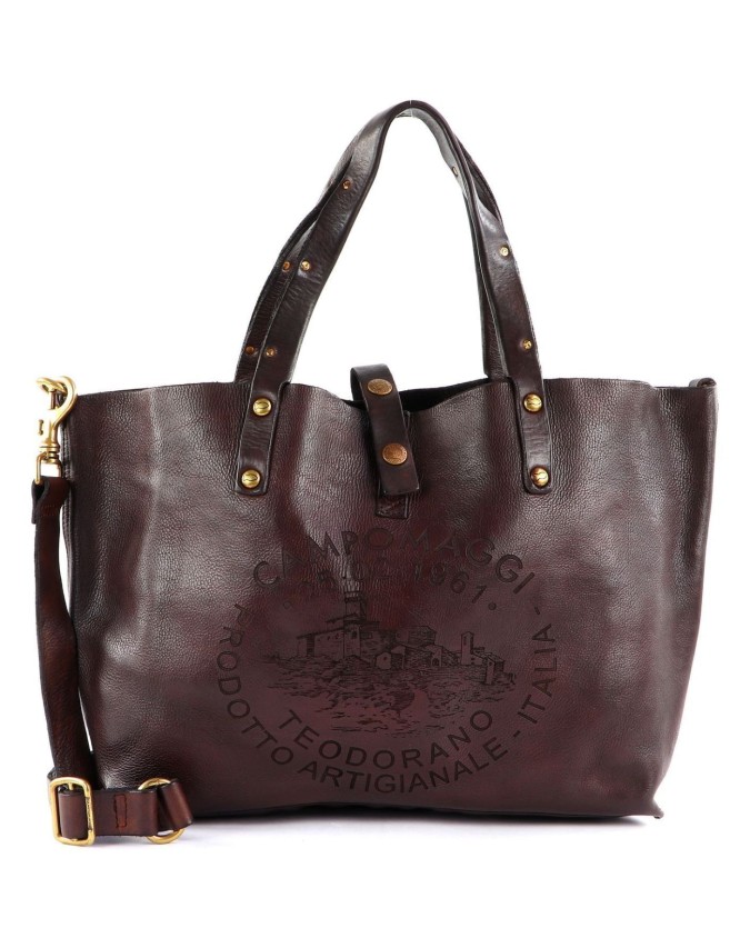 Campomaggi - Tote bag grande in pelle con decorazione laserata Teodorano