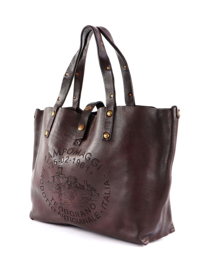 Campomaggi - Tote bag grande in pelle con decorazione laserata Teodorano