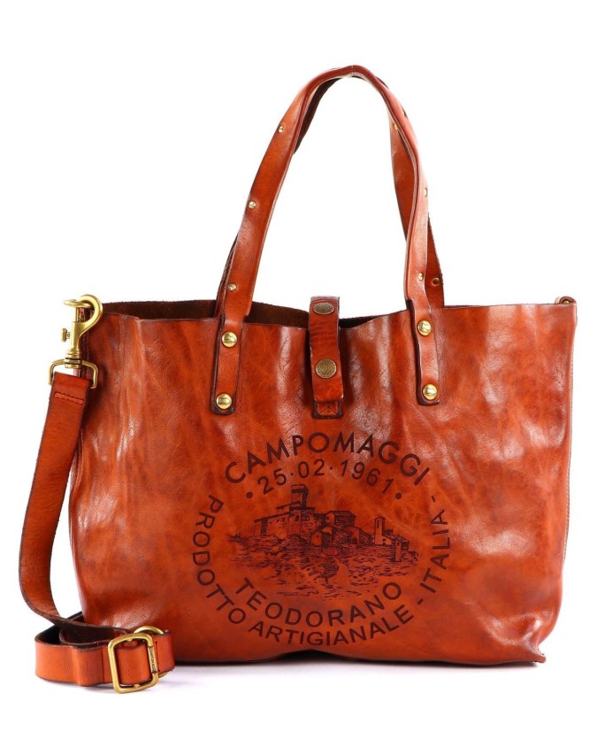  Campomaggi - Tote bag grande in pelle con decorazione laserata