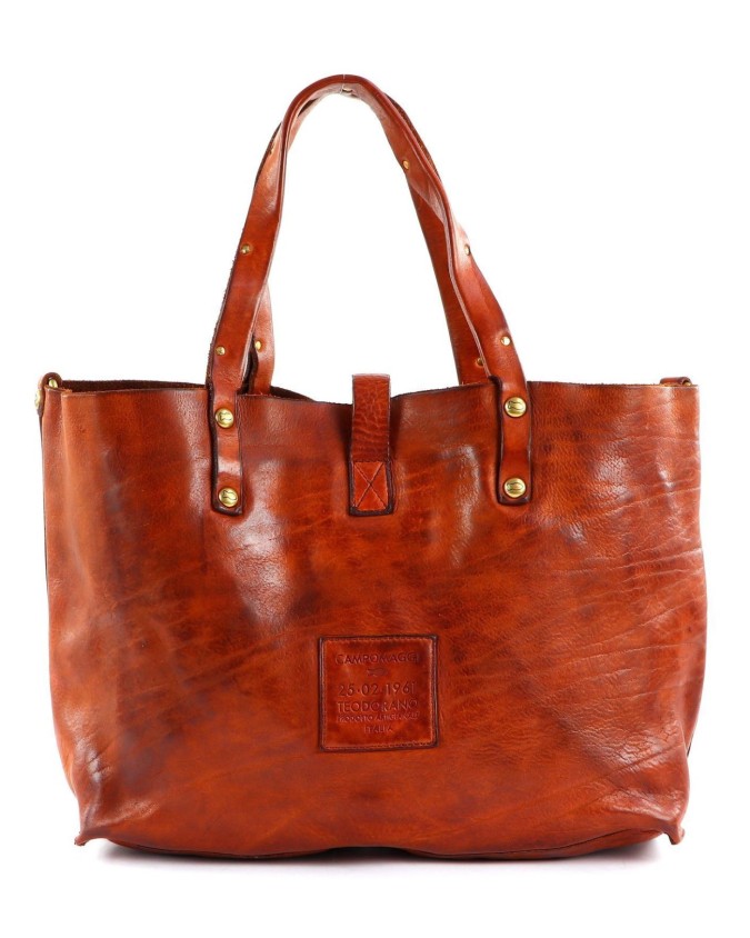  Campomaggi - Tote bag grande in pelle con decorazione laserata