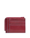 Piquadro - Bustina porta monete in pelle con zip RFID Blue Square