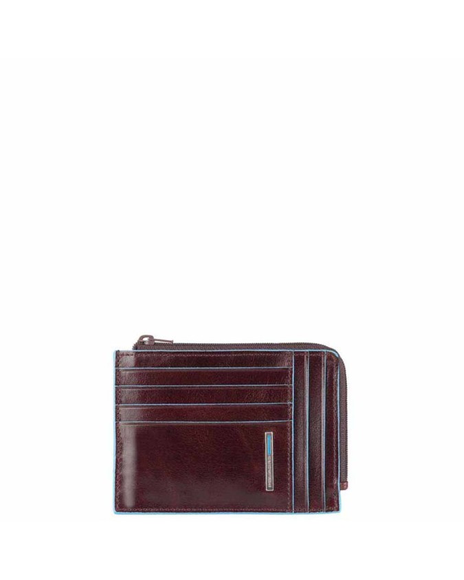  Piquadro - Bustina porta monete in pelle con zip RFID Blue