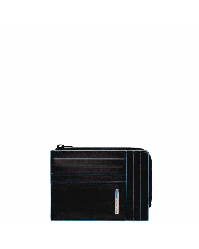  Piquadro - Bustina porta monete in pelle con zip RFID Blue