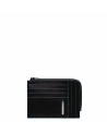  Piquadro - Bustina porta monete in pelle con zip RFID Blue