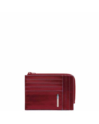 Piquadro - Blue Square Leather Coin Pouch with...
