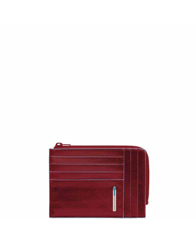  Piquadro - Bustina porta monete in pelle con zip RFID Blue