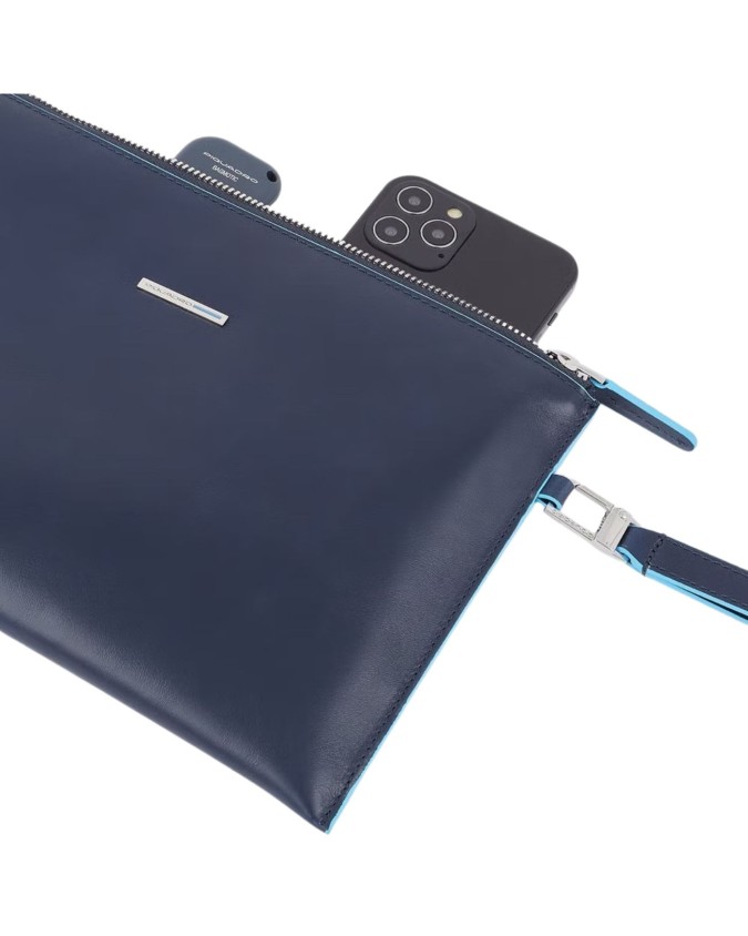  Piquadro - Pochette uomo in pelle sottile porta iPad®mini Blue