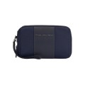  Piquadro - Pochette a due scomparti in pelle e tessuto con