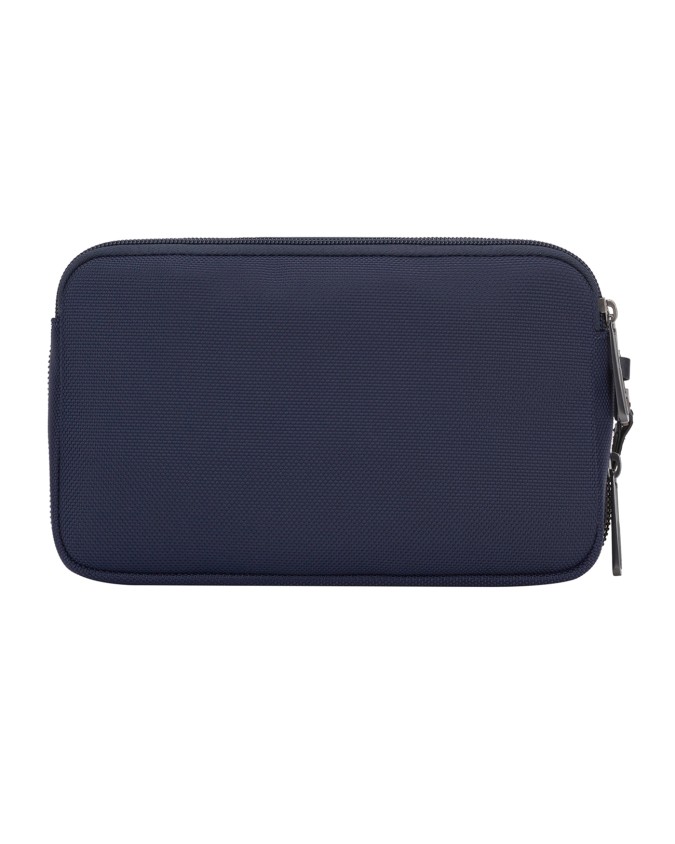  Piquadro - Pochette a due scomparti in pelle e tessuto con