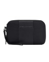  Piquadro - Pochette a due scomparti in pelle e tessuto con