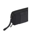  Piquadro - Pochette a due scomparti in pelle e tessuto con