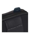  Piquadro - Pochette a due scomparti in pelle e tessuto con