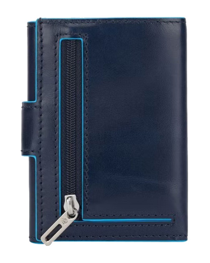  Piquadro - Portafoglio uomo tascabile con porta monete Blue