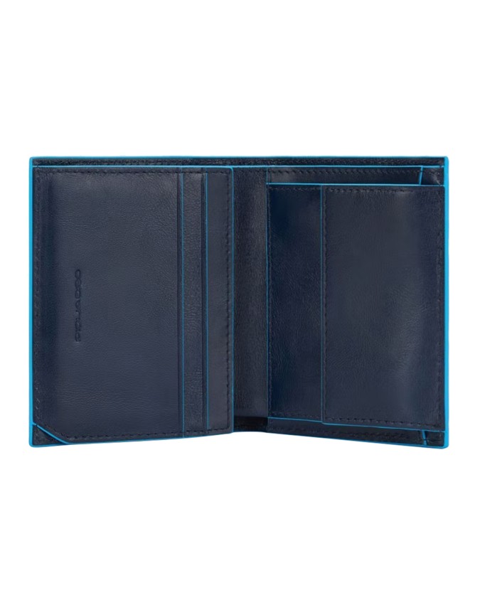 Piquadro - Portafoglio uomo verticale con porta monete RFID Blue Square