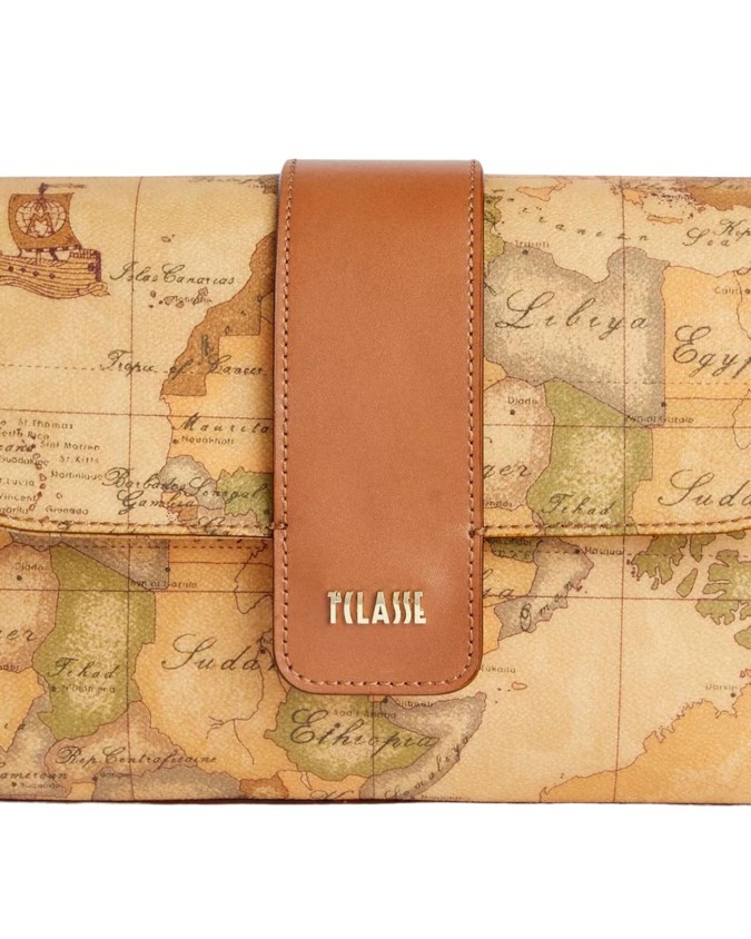 Alviero Martini Prima Classe - Borsa con patta in tessuto goffrato Geo Classic