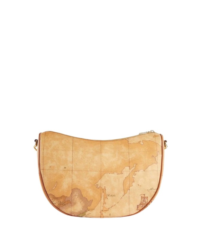 Alviero Martini Prima Classe - Borsa a tracolla mezzaluna in tessuto goffrato Geo Classic