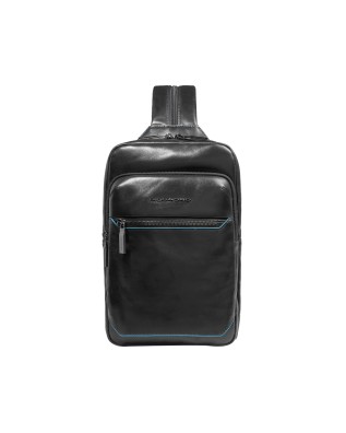 Piquadro - Blue Square Leather Shoulder Bag with Backpack...