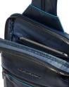  Piquadro - Monospalla in pelle con portabilità a zaino Blue