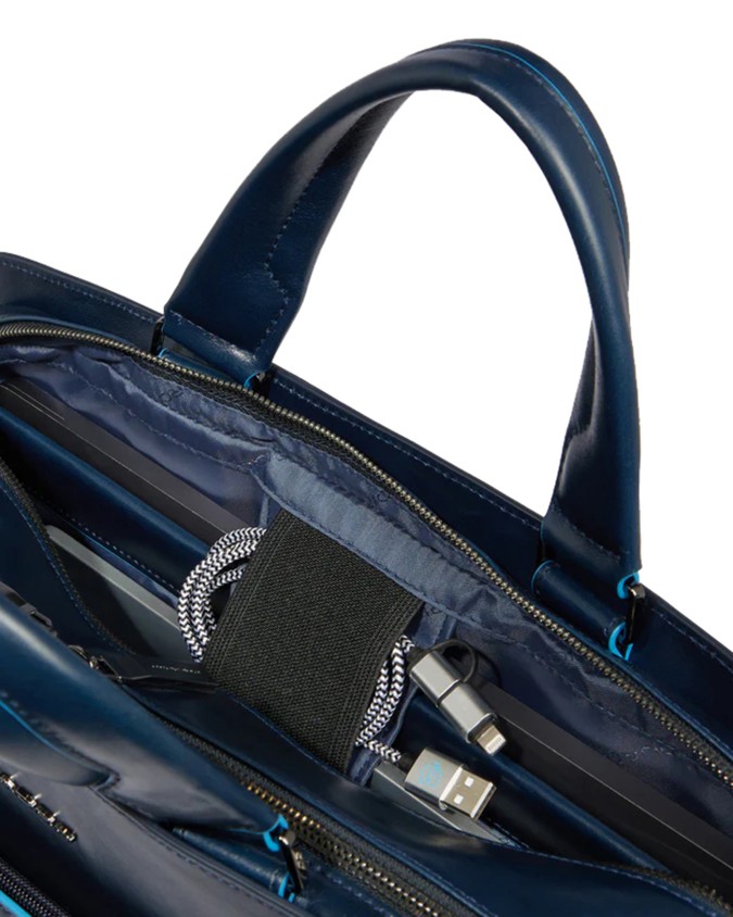  Piquadro - Cartella porta pc 15.6'' in pelle Blue Square
