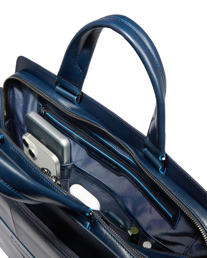  Piquadro - Cartella porta pc 15.6'' in pelle Blue Square