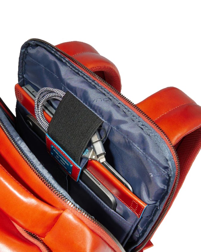  Piquadro - Zaino porta pc 14" in pelle personalizzabile Blue