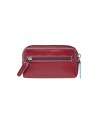 Piquadro - Leather pouch keychain with 2 rings and a zipper