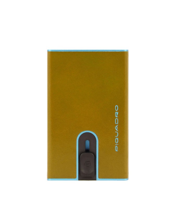  Piquadro - Porta carte di credito slim in pelle e metallo con