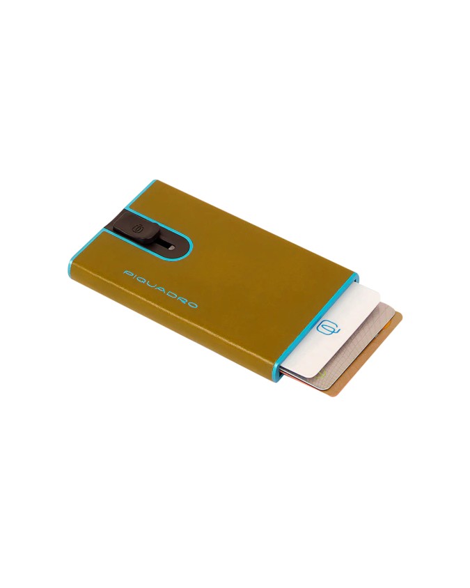  Piquadro - Porta carte di credito slim in pelle e metallo con