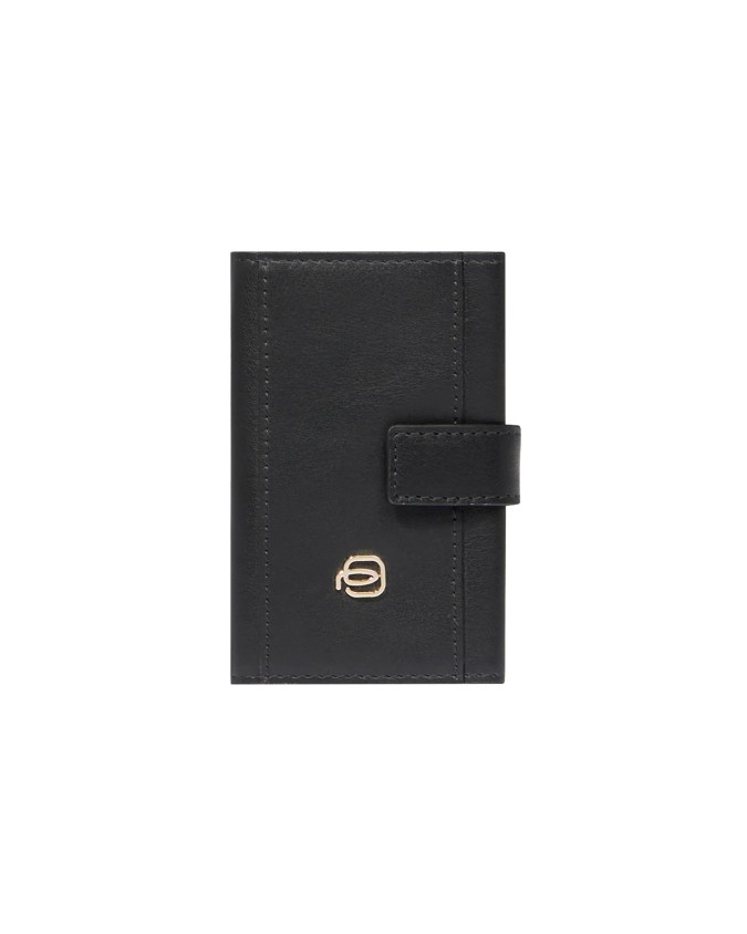 Piquadro - Porta carte di credito in pelle e metallo Circle