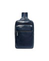  Piquadro - Monospalla in pelle con portabilità a zaino Blue