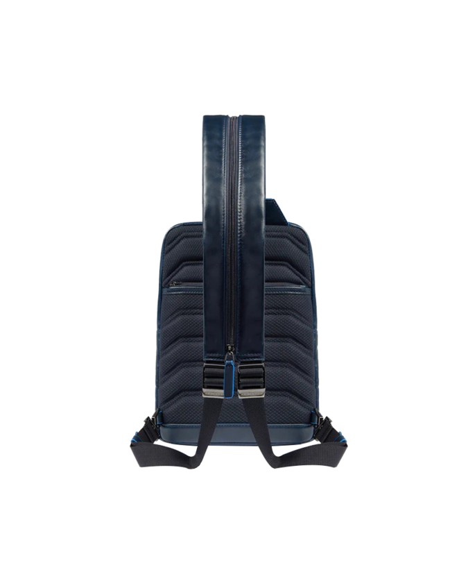  Piquadro - Monospalla in pelle con portabilità a zaino Blue
