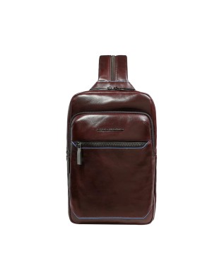 Piquadro - Blue Square Leather Shoulder Bag with Backpack...