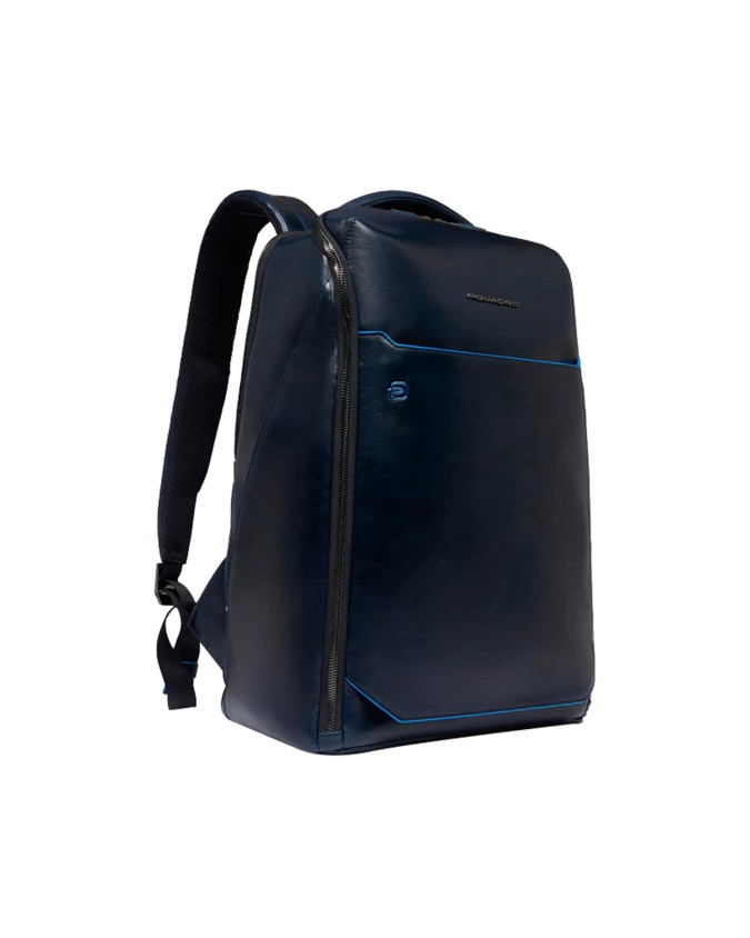  Piquadro - Zaino porta pc 14" in pelle personalizzabile Blue