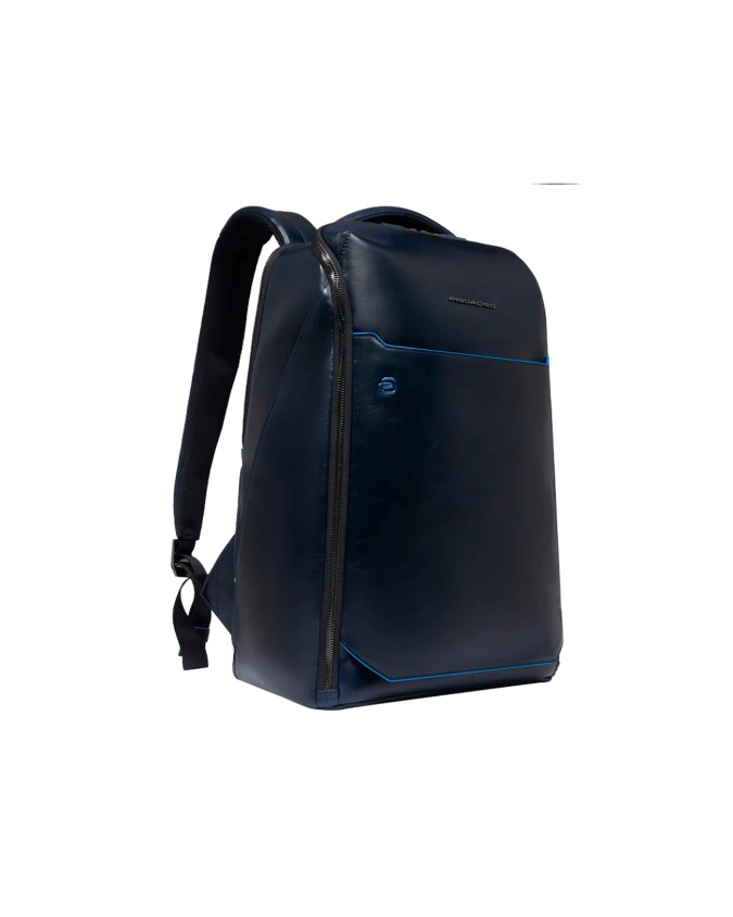  Piquadro - Zaino in pelle porta pc 15,6'' a tre scomparti Blue