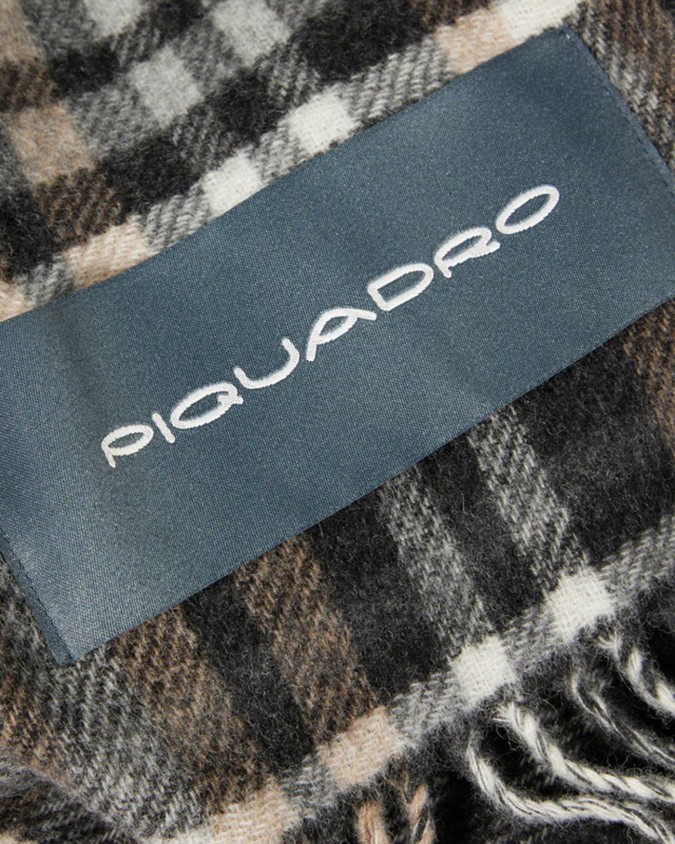  Piquadro - Sciarpa donna check con frange in tessuto