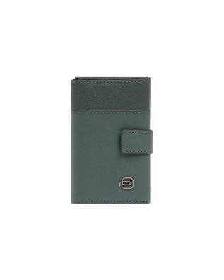 Piquadro - Single-compartment metal and leather credit...