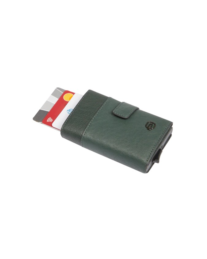  Piquadro - Porta carte di credito in metallo e pelle singolo