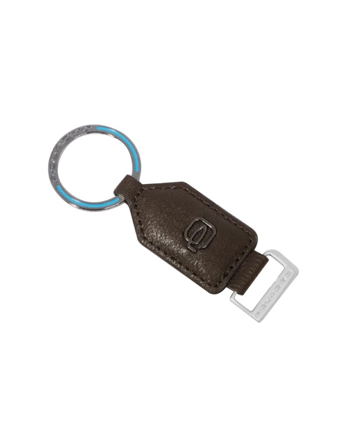  Piquadro - Portachiavi uomo con un anello in pelle Black Square