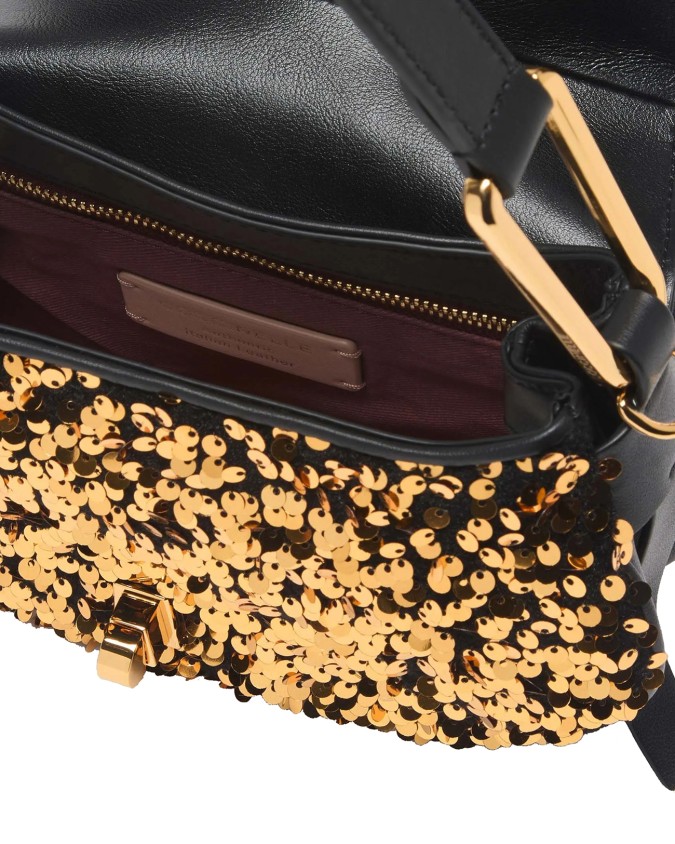  Coccinelle – Borsa a spalla in pelle con paillettes Coccinelle