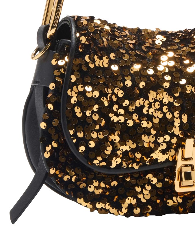  Coccinelle – Borsa a spalla in pelle con paillettes Coccinelle