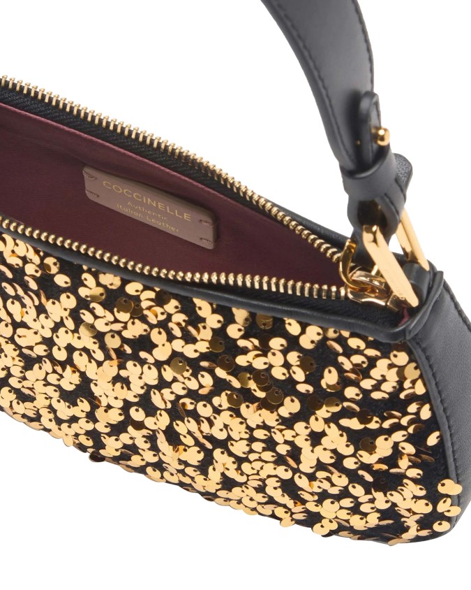  Coccinelle – Borsa a spalla in pelle con paillettes Merveilles
