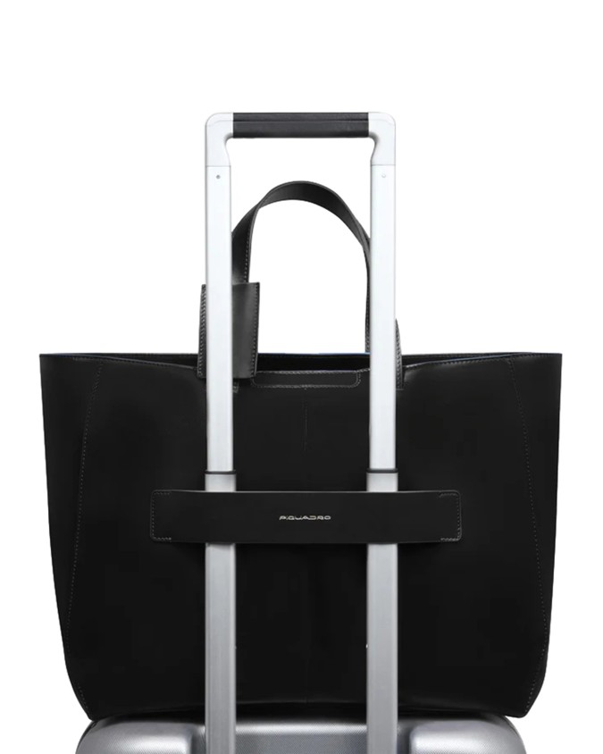  Piquadro - Shopping bag porta pc 15,6" in pelle Blue Square