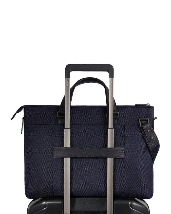  Piquadro - Cartella porta pc 15.6'' slim in pelle e tessuto