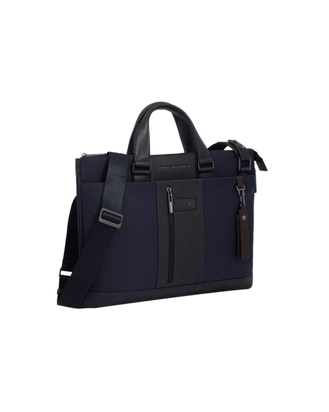  Piquadro - Cartella porta pc 15.6'' slim in pelle e tessuto